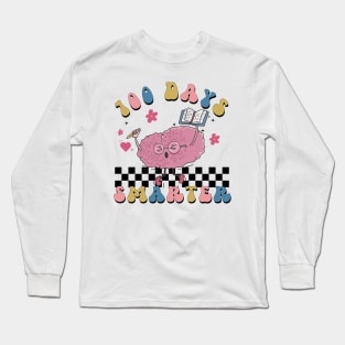 100 Days Smarter Shirt, Retro 100th Day of School Long Sleeve T-Shirt